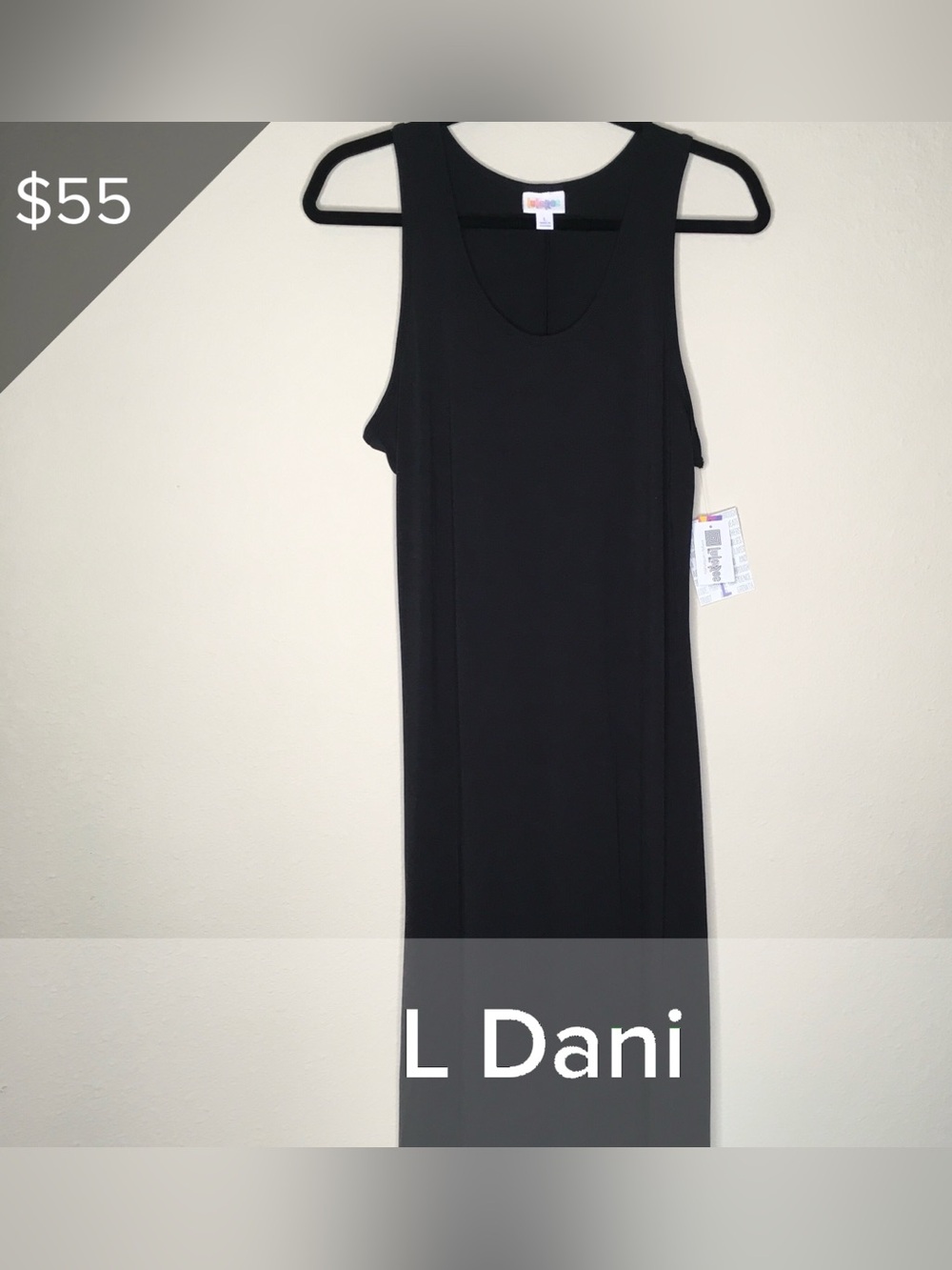 LuLaRoe Dani Black Sleeveless Maxi Dress L
